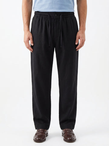 Black Linen Trouser With Elastic