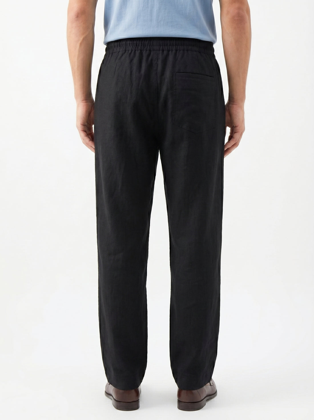 Black Linen Trouser With Elastic