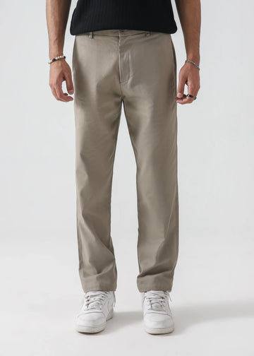 Greyish Brown Regular Fit Pant